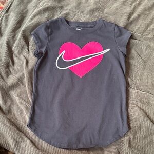 Nike Kids Tee with Pink Heart and Swoosh